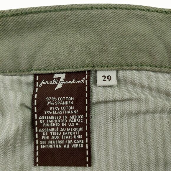 7 For All Mankind Jeans Womens 29 Green Slim Straight Stretch High Rise Denim - Picture 9 of 11